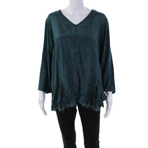 Little Journeys Long Sleeves V Neck Pullover Blouse Teal Blue Size Medium